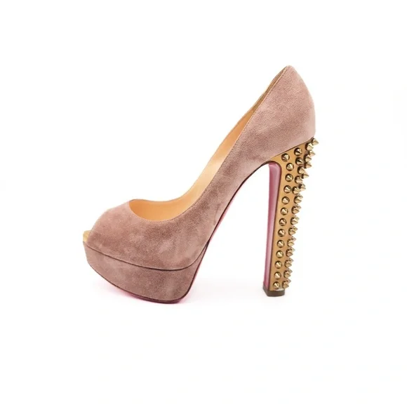 Christian Louboutin Babel Clou Spiked Platform Peep-Toe Pumps Heels EU 37.5 - Picture 3 of 9